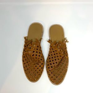 Free People leather woven mules